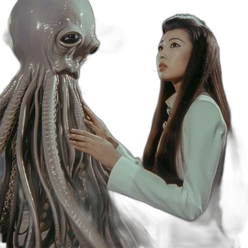 creature, hair, mask, staff transparent PNG cut-out