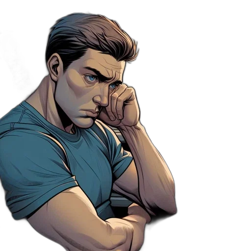 comic book art, concept art, cartoon, man transparent PNG cut-out