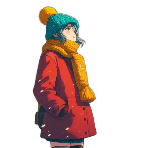 jacket, hat, umbrella, face transparent PNG cut-out