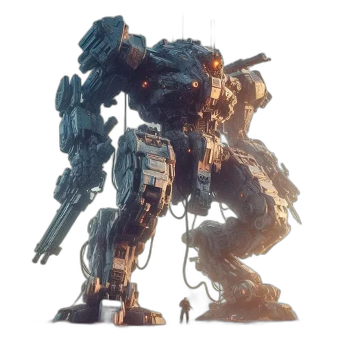 robot, weapon, concept art, 3d render transparent PNG cut-out