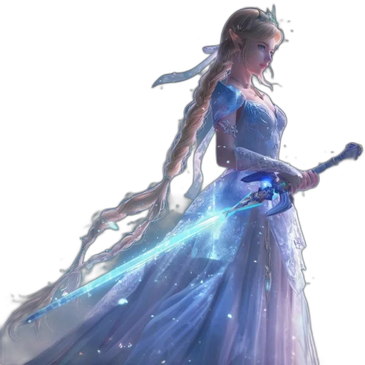 dress, sword, staff, concept art transparent PNG cut-out