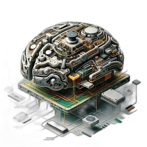 robot, crown, 3d render, cyberpunk transparent PNG cut-out