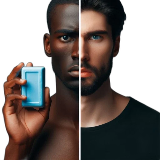 face, bottle, mask, photorealistic transparent PNG cut-out