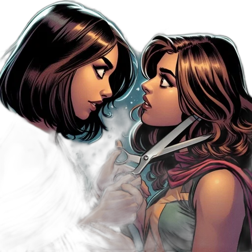 comic book art, concept art, neon lights, two transparent PNG cut-out