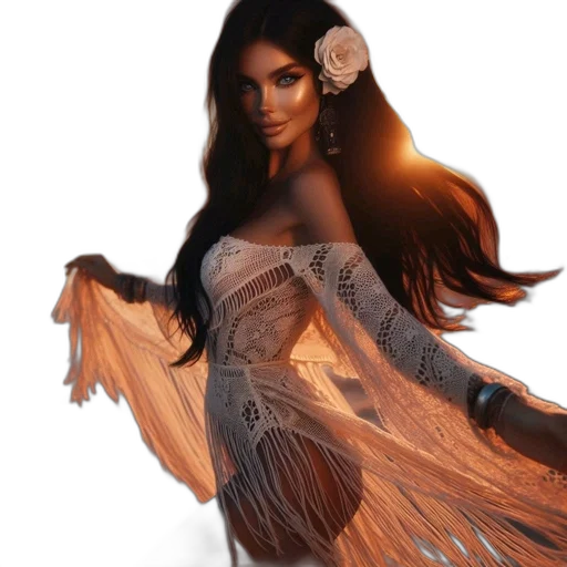 dress, hair, jewelry, fantasy art transparent PNG cut-out