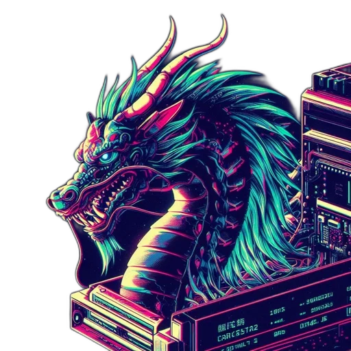 dragon, creature, robot, cyberpunk transparent PNG cut-out