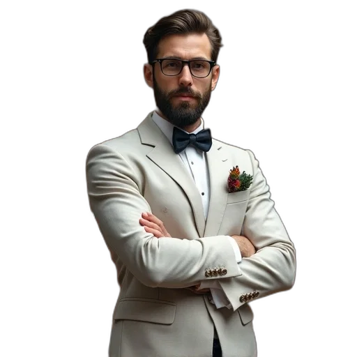 jacket, staff, face, photorealistic transparent PNG cut-out