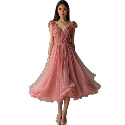 dress, photorealistic, 3d render, line transparent PNG cut-out