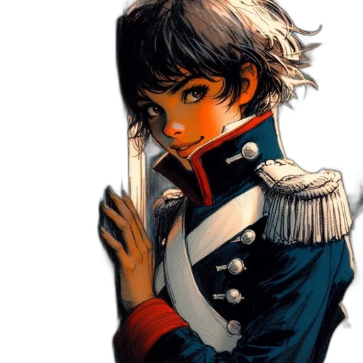 face, jacket, staff, weapon transparent PNG cut-out