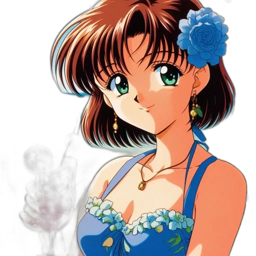dress, flower, jewelry, anime transparent PNG cut-out
