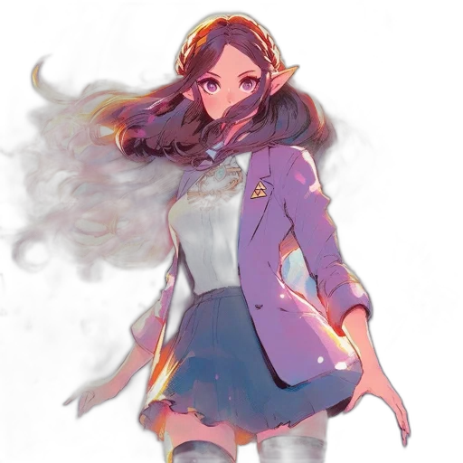 dress, jacket, staff, anime transparent PNG cut-out
