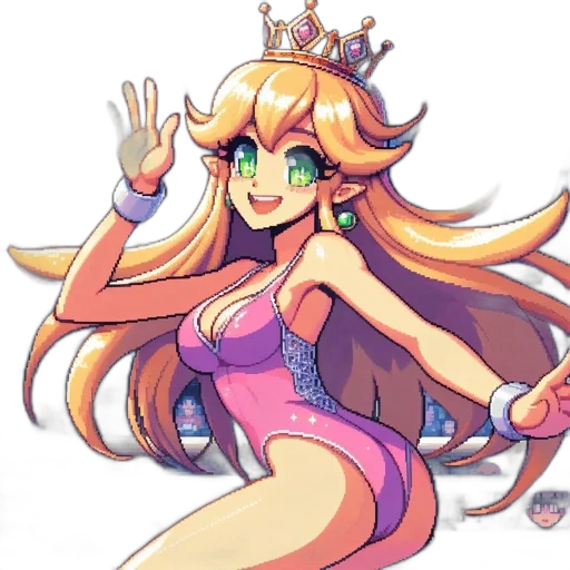 crown, dress, staff, pixel art transparent PNG cut-out