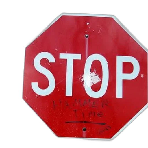 stop, sign, graffiti, reads transparent PNG cut-out