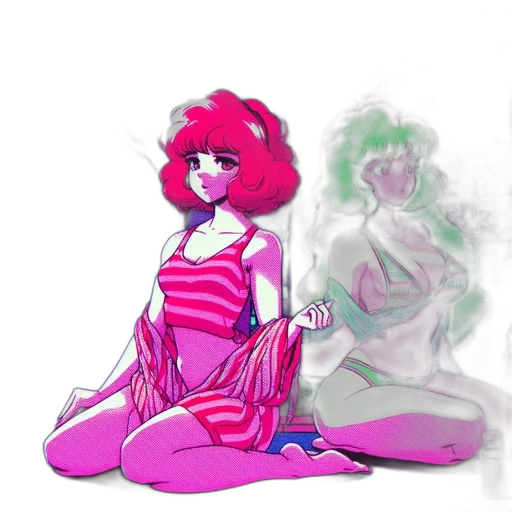 dress, creature, concept art, vaporwave transparent PNG cut-out