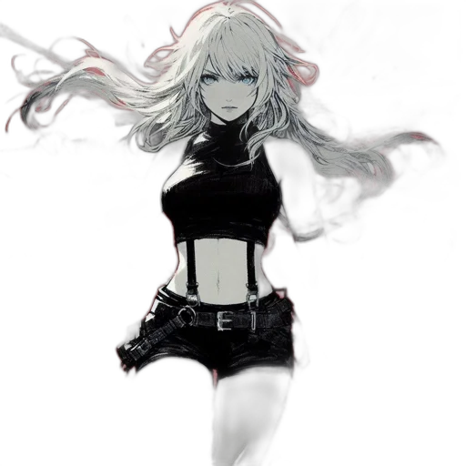 dress, hair, weapon, creature transparent PNG cut-out