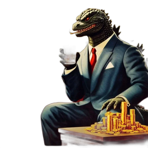 concept art, pixel art, stylized, godzilla-like transparent PNG cut-out