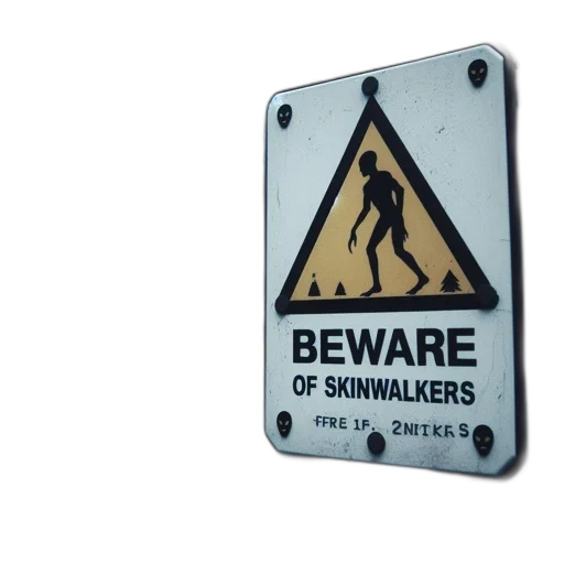 sign, warning, about, skinwalkers transparent PNG cut-out