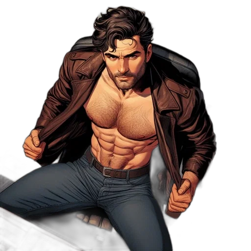 jacket, comic book art, concept art, earth tones transparent PNG cut-out