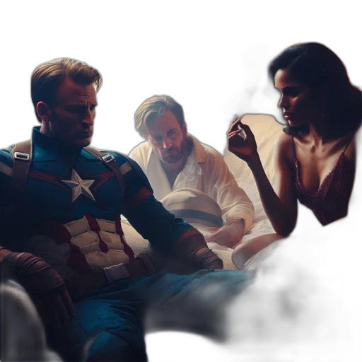 comic book art, concept art, three, people transparent PNG cut-out