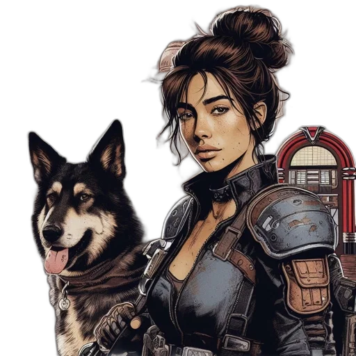 concept art, comic book art, fantasy art, cyberpunk transparent PNG cut-out