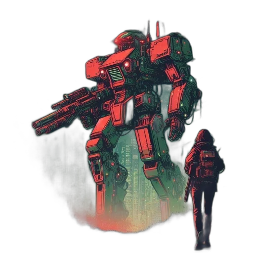 robot, weapon, jacket, concept art transparent PNG cut-out