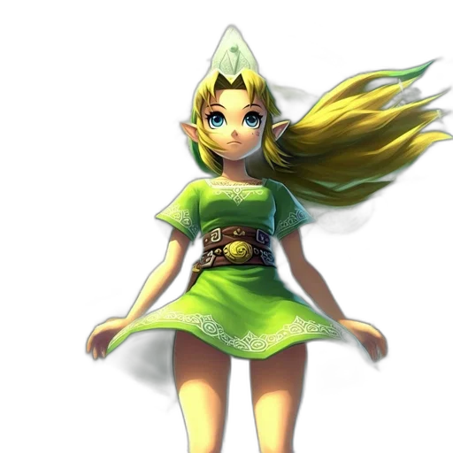 dress, staff, crown, hair transparent PNG cut-out