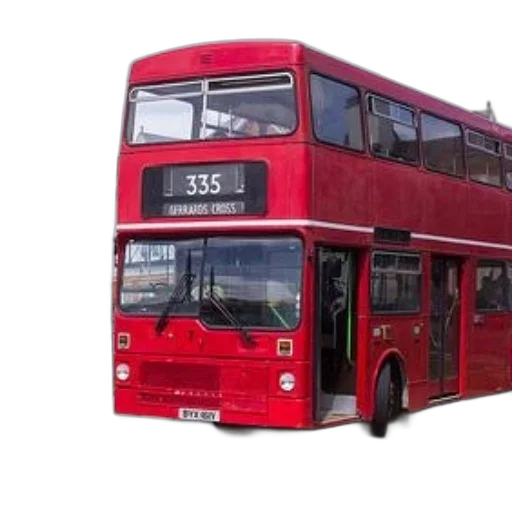 3d render, photorealistic, red, double-decker transparent PNG cut-out