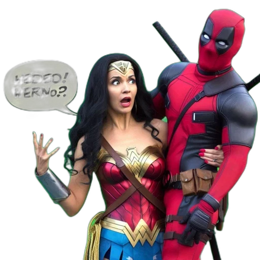 comic book art, wonder, woman, deadpool transparent PNG cut-out