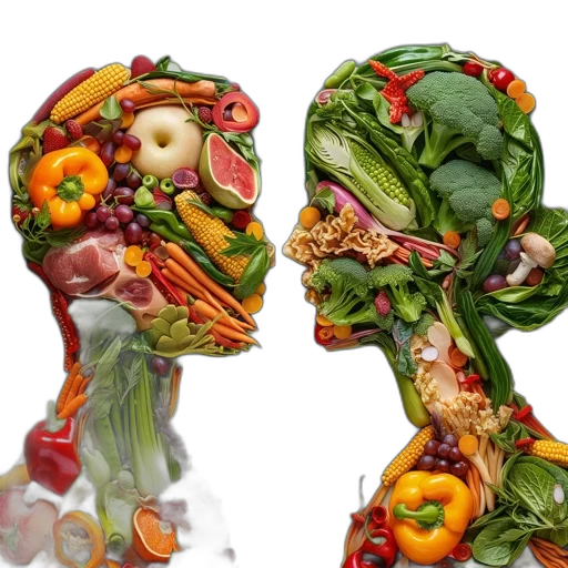 food, photorealistic, two, human transparent PNG cut-out