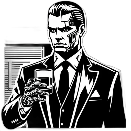 jacket, robot, face, comic book art transparent PNG cut-out