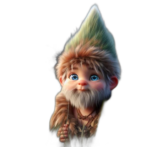 hair, face, creature, staff transparent PNG cut-out