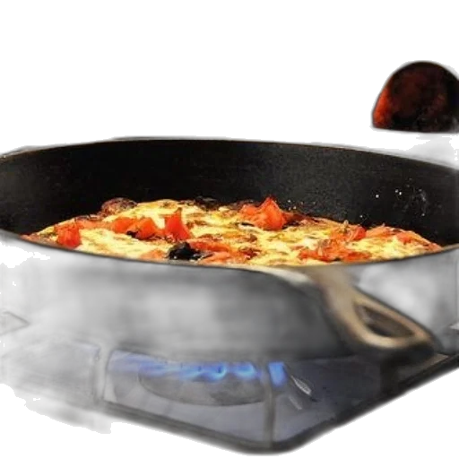 food, 3d render, fire, cast-iron transparent PNG cut-out
