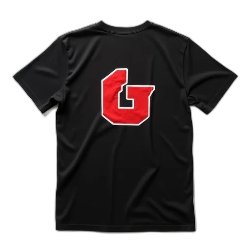 black, t-shirt, red, white transparent PNG cut-out