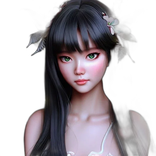 face, fantasy art, photorealistic, 3d render transparent PNG cut-out
