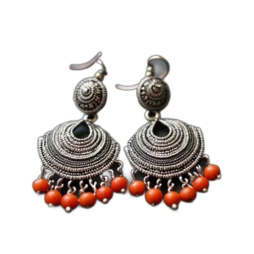 jewelry, gray, orange, tribal transparent PNG cut-out