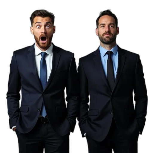 staff, jacket, face, two transparent PNG cut-out