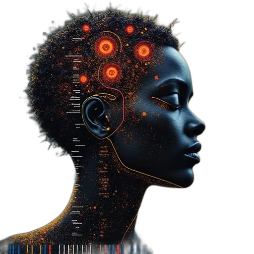 robot, crown, face, cyberpunk transparent PNG cut-out