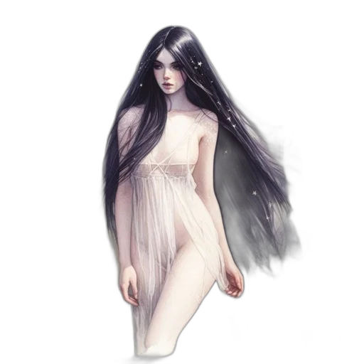 dress, hair, creature, fantasy art transparent PNG cut-out