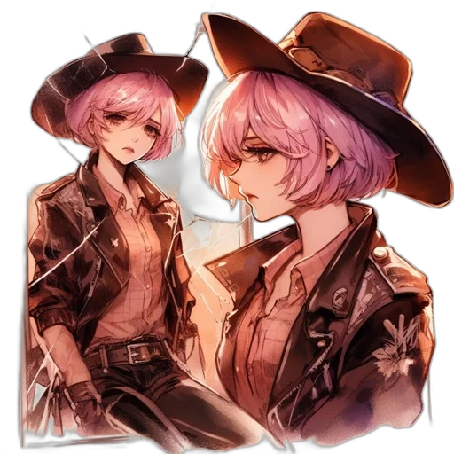 hat, jacket, staff, weapon transparent PNG cut-out