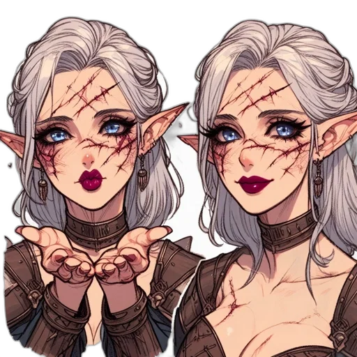 face, fantasy art, concept art, pixel art transparent PNG cut-out