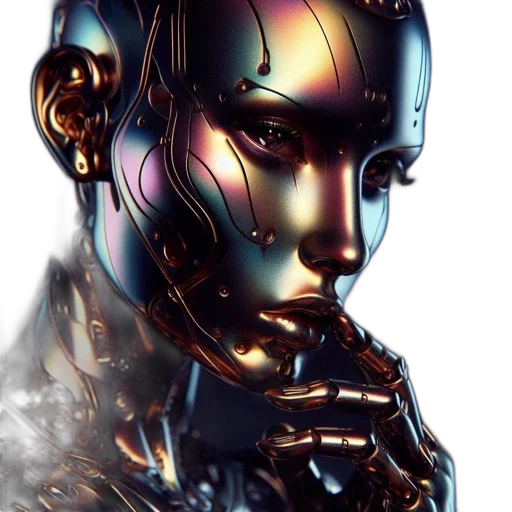 robot, face, mask, cyberpunk transparent PNG cut-out