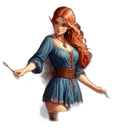 dress, staff, fantasy art, concept art transparent PNG cut-out