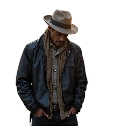 jacket, hat, earth tones, best transparent PNG cut-out