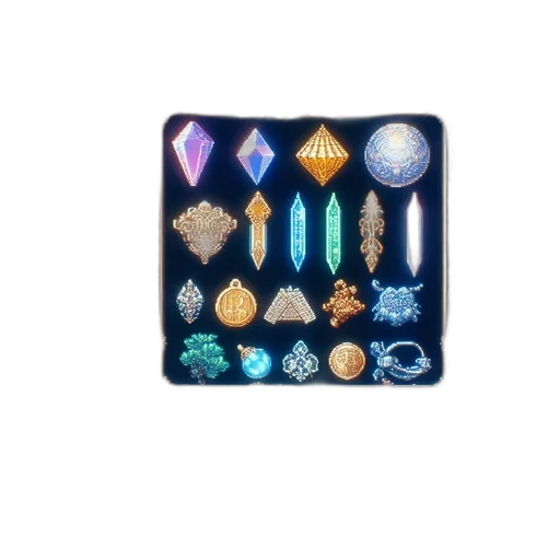 jewelry, crown, staff, pixel art transparent PNG cut-out