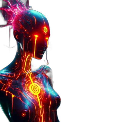 robot, cyberpunk, concept art, 3d render transparent PNG cut-out