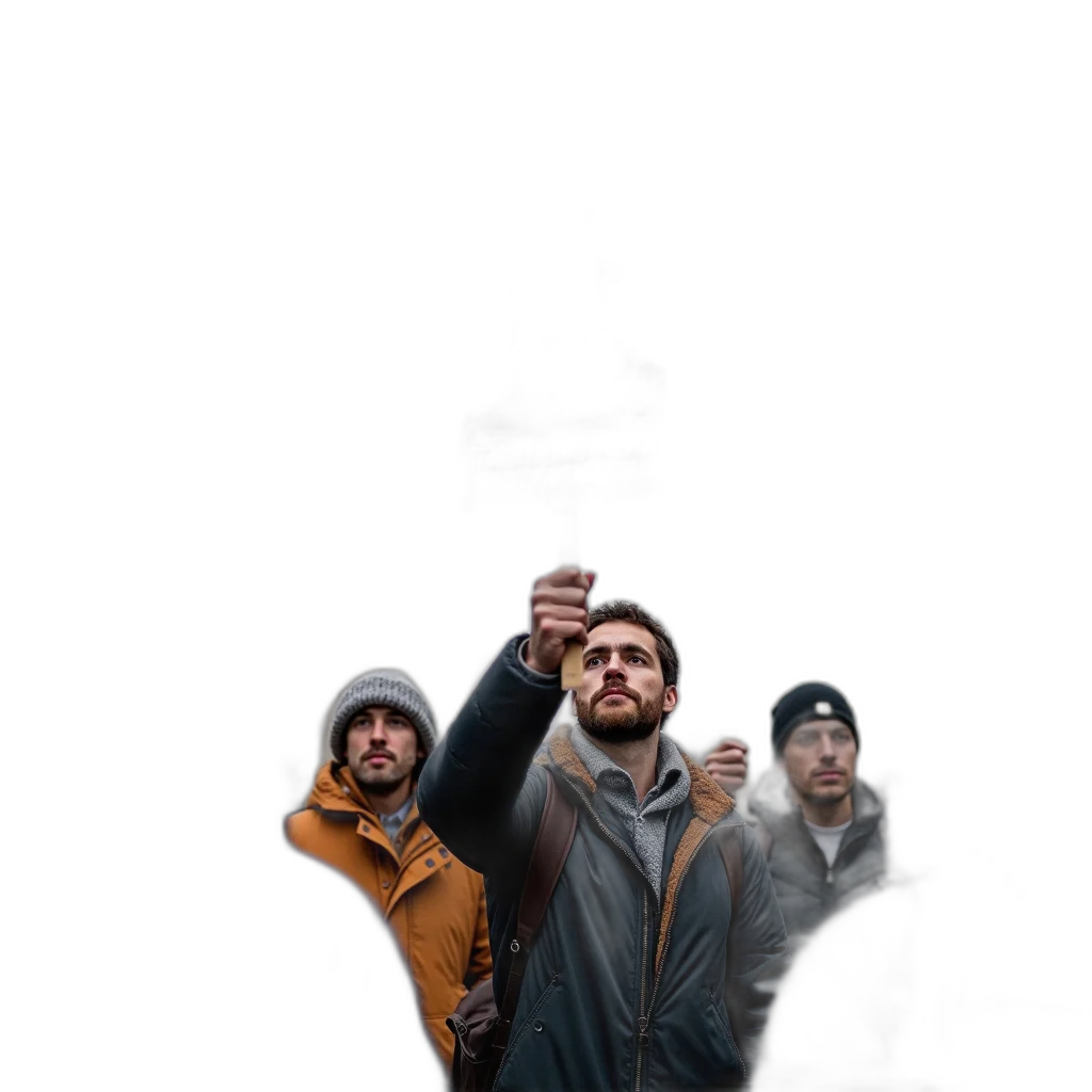 jacket, staff, hat, face transparent PNG cut-out