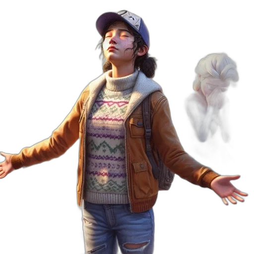 jacket, hat, face, creature transparent PNG cut-out