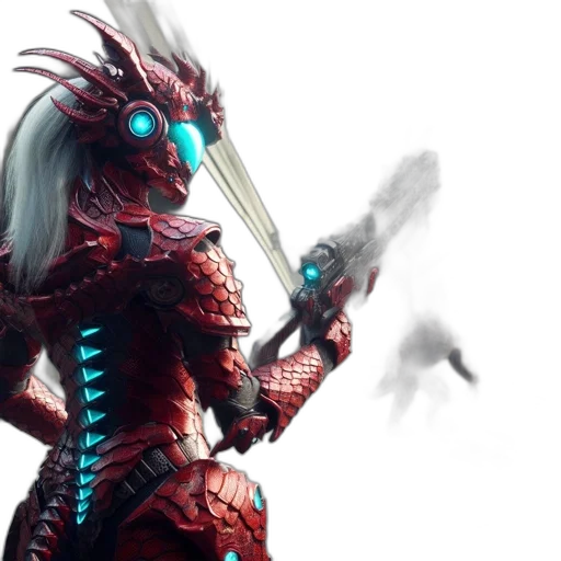 dragon, robot, weapon, sword transparent PNG cut-out