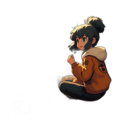 jacket, flower, staff, face transparent PNG cut-out