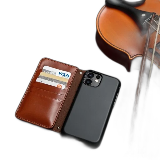 brown, leather, wallet, black transparent PNG cut-out